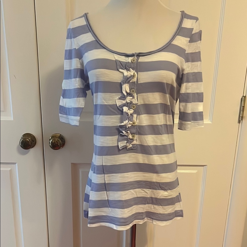 Lavender and White Striped Women's Blouse